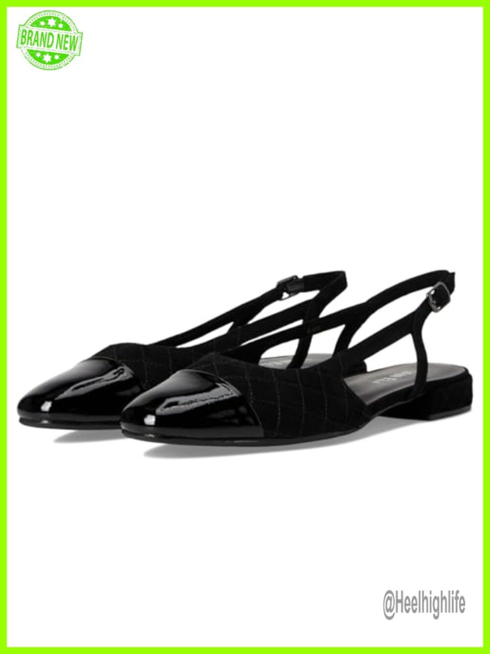 Quilted Suede Slingback Flats Patent Cap Toe Snip Toe